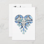 アクアマリンブルーシルバーダイヤモンド感謝していハートユー サンキューカード (正面/裏面)