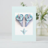 アクアマリンブルーシルバーハート感謝していジュエリーユー サンキューカード (スタンド正面)