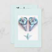 アクアマリンブルーシルバーハート感謝していジュエリーユー サンキューカード (正面/裏面)