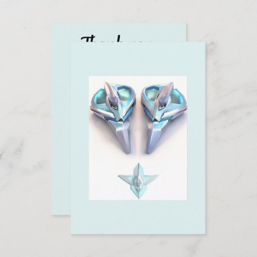 アクアマリンブルーシルバーハート感謝していジュエリーユー サンキューカード (正面/裏面)