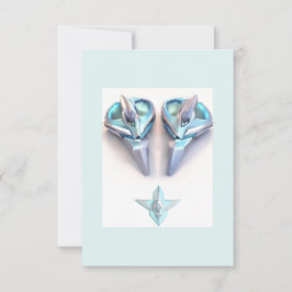 アクアマリンブルーシルバーハート感謝していジュエリーユー サンキューカード