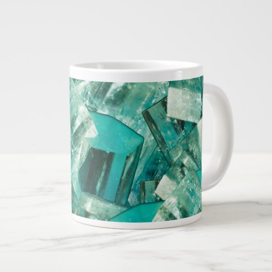 アクアマリンマーチ誕生石ブルーグリーンクリスタルジェム ジャンボコーヒーマグカップ (正面右)