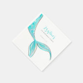 アクアマリンマーメイドテール誕生日紙ナプキン スタンダードカクテルナプキン (角)