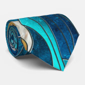 アクアマリンリバー抽象芸術モザイクアート ネクタイ (ロール)