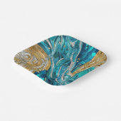 アクアマリンリバー抽象芸術モザイクアート ペーパープレート (傾斜あり)