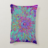 アクアマリンレインボーカラー抽象芸術ダリアフラワー アクセントクッション (裏面(縦))