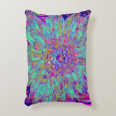 アクアマリンレインボーカラー抽象芸術ダリアフラワー アクセントクッション (正面(垂直))
