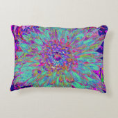 アクアマリンレインボーカラー抽象芸術ダリアフラワー アクセントクッション (裏面)
