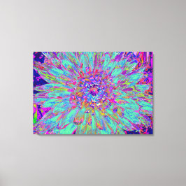 アクアマリンレインボーカラー抽象芸術ダリアフラワー キャンバスプリント