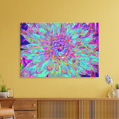 アクアマリンレインボーカラー抽象芸術ダリアフラワー キャンバスプリント (インサイチュ (リビング))