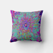 アクアマリンレインボーカラー抽象芸術ダリアフラワー クッション (裏面)
