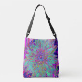 アクアマリンレインボーカラー抽象芸術ダリアフラワー クロスボディバッグ (裏面)