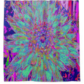 アクアマリンレインボーカラー抽象芸術ダリアフラワー シャワーカーテン (正面)