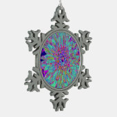 アクアマリンレインボーカラー抽象芸術ダリアフラワー スノーフレークピューターオーナメント (左)