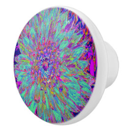 アクアマリンレインボーカラー抽象芸術ダリアフラワー セラミックノブ