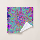 アクアマリンレインボーカラー抽象芸術ダリアフラワー バスタオルセット (ウォッシュタオル)