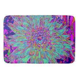 アクアマリンレインボーカラー抽象芸術ダリアフラワー バスマット