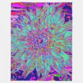 アクアマリンレインボーカラー抽象芸術ダリアフラワー フリースブランケット (正面)