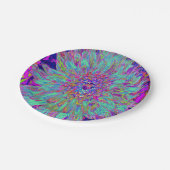 アクアマリンレインボーカラー抽象芸術ダリアフラワー ペーパープレート (アングル)