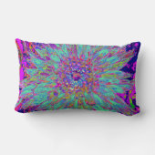 アクアマリンレインボーカラー抽象芸術ダリアフラワー ランバークッション (裏面)