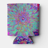 アクアマリンレインボーカラー抽象芸術ダリアフラワー 缶クーラー (正面)