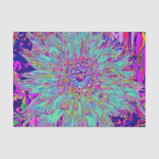 アクアマリンレインボーカラー抽象芸術ダリアフラワー 薄葉紙 (正面)