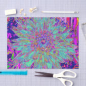 アクアマリンレインボーカラー抽象芸術ダリアフラワー 薄葉紙 (クラフト)