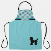 アクアマリンレトロブラックプードルアンド水玉模様 エプロン (正面)
