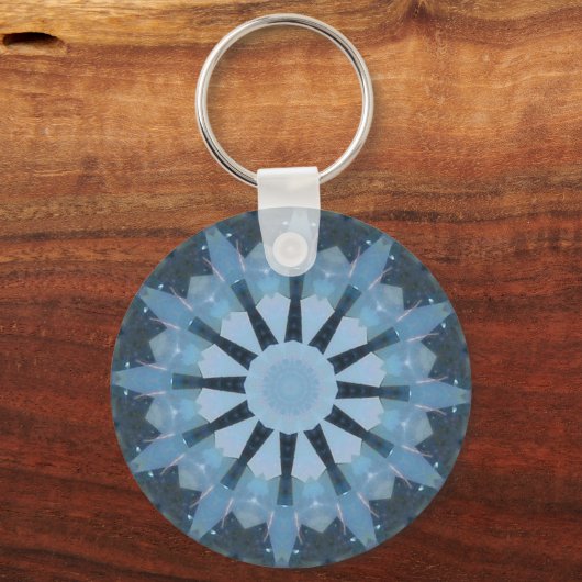 アクアマリン万華鏡のように千変万化するパターン キーホルダー (正面)
