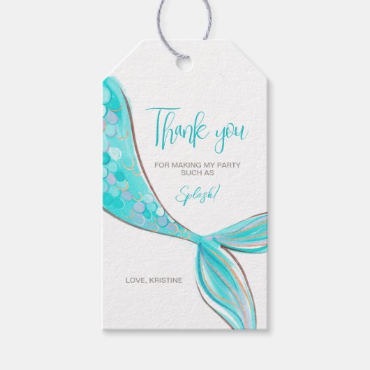 アクアマリン人魚の尾パーティーギフトタグ ギフトタグ (正面)