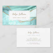 アクアマリン及び金ゴールドグリッターアゲート名刺 名刺 (正面/裏面)