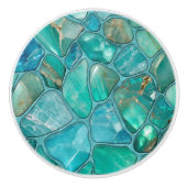 アクアマリン小石 セラミックノブ (正面)