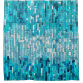 アクアマリン抽象芸術モザイクアート シャワーカーテン (正面)