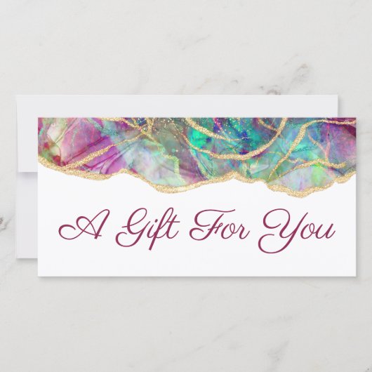 アクアマリン明るい赤紫色オパールデザインギフト証明書 (正面)