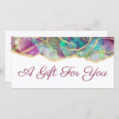 アクアマリン明るい赤紫色オパールデザインギフト証明書 (正面/裏面)