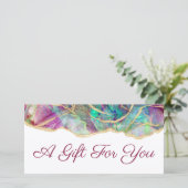 アクアマリン明るい赤紫色オパールデザインギフト証明書 (スタンド正面)