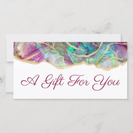 アクアマリン明るい赤紫色オパールデザインギフト証明書