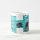 アクアマリン水のイルカの頭部 コーヒーマグカップ (中央)
