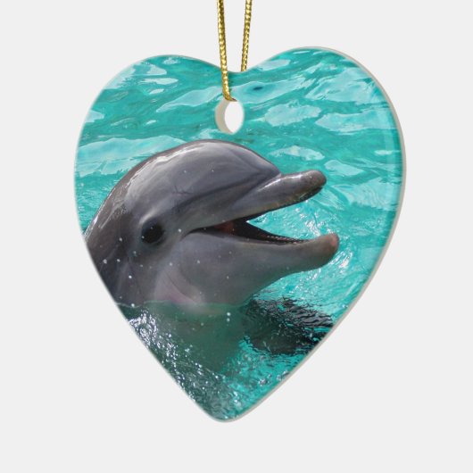 アクアマリン水のイルカの頭部 セラミックオーナメント (左)