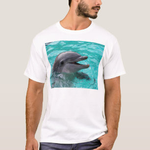アクアマリン水のイルカの頭部 Tシャツ