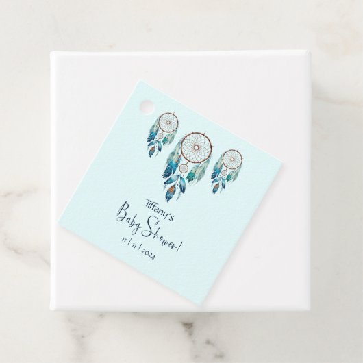 アクアマリン水の色ドリームキャッチャー赤ちゃんシャワー フェイバータグ (インサイチュ)