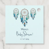 アクアマリン水の色ドリームキャッチャー赤ちゃんシャワー フェイバータグ (裏面)