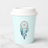 アクアマリン水の色ドリームキャッチャー赤ちゃんシャワー 紙コップ (裏面)