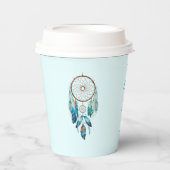 アクアマリン水の色ドリームキャッチャー赤ちゃんシャワー 紙コップ (正面)