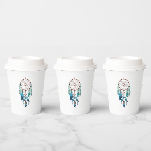 アクアマリン水の色ドリームキャッチャー赤ちゃんシャワー 紙コップ (複数)