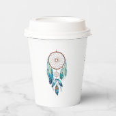 アクアマリン水の色ドリームキャッチャー赤ちゃんシャワー 紙コップ (正面)