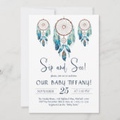 アクアマリン水の色ドリームキャッチャーSIPと参照 招待状 (正面)