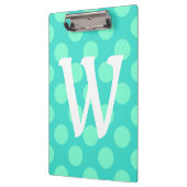 アクアマリン水玉模様独身のレターモノグラム クリップボード (左)