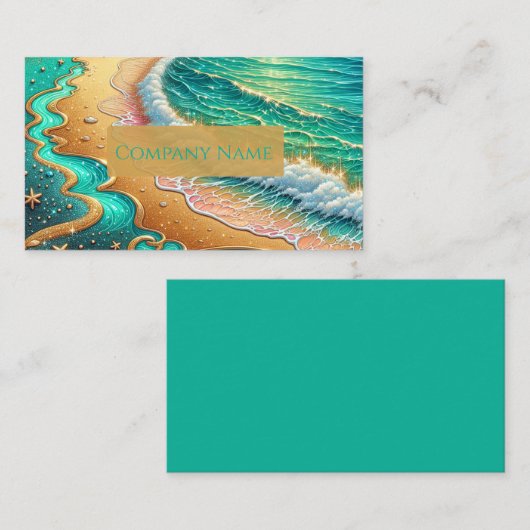 アクアマリン熱帯ビーチ抽象芸術 名刺 (正面/裏面)