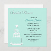 アクアマリン結婚ズケーキブライダルシャワー招待 招待状 (正面/裏面)